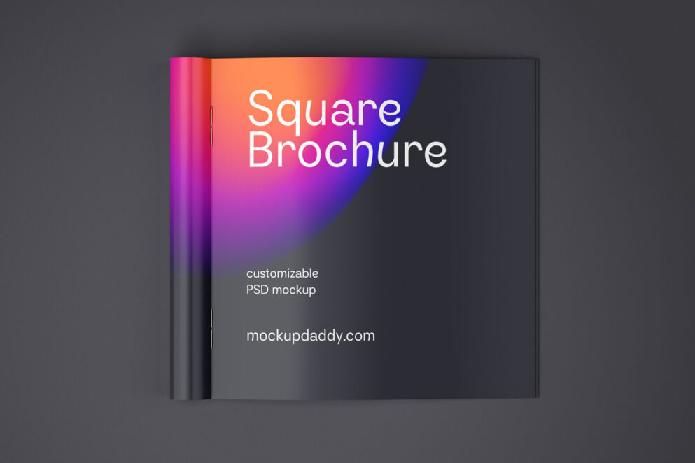 Black square brochure mockup with customizable pages