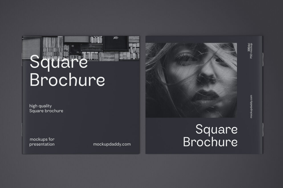 Square brochure mockup with customizable design elements