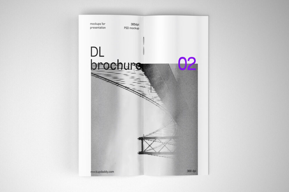Vertical tri-fold brochure design mockup