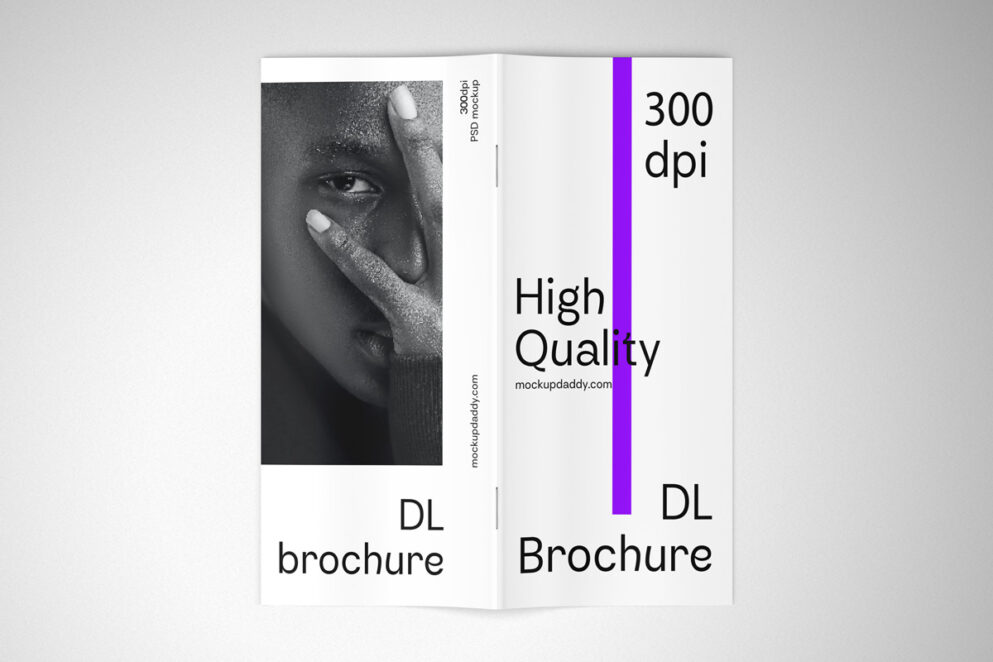 Vertical brochure mockup, high-resolution images