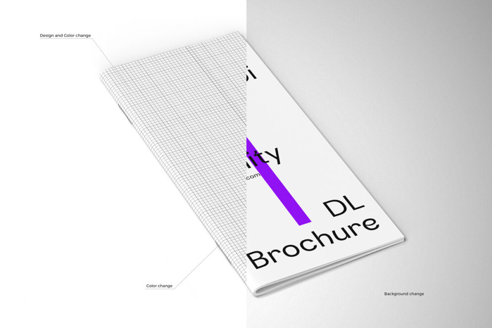 Vertical tri-fold brochure mockup in Photoshop