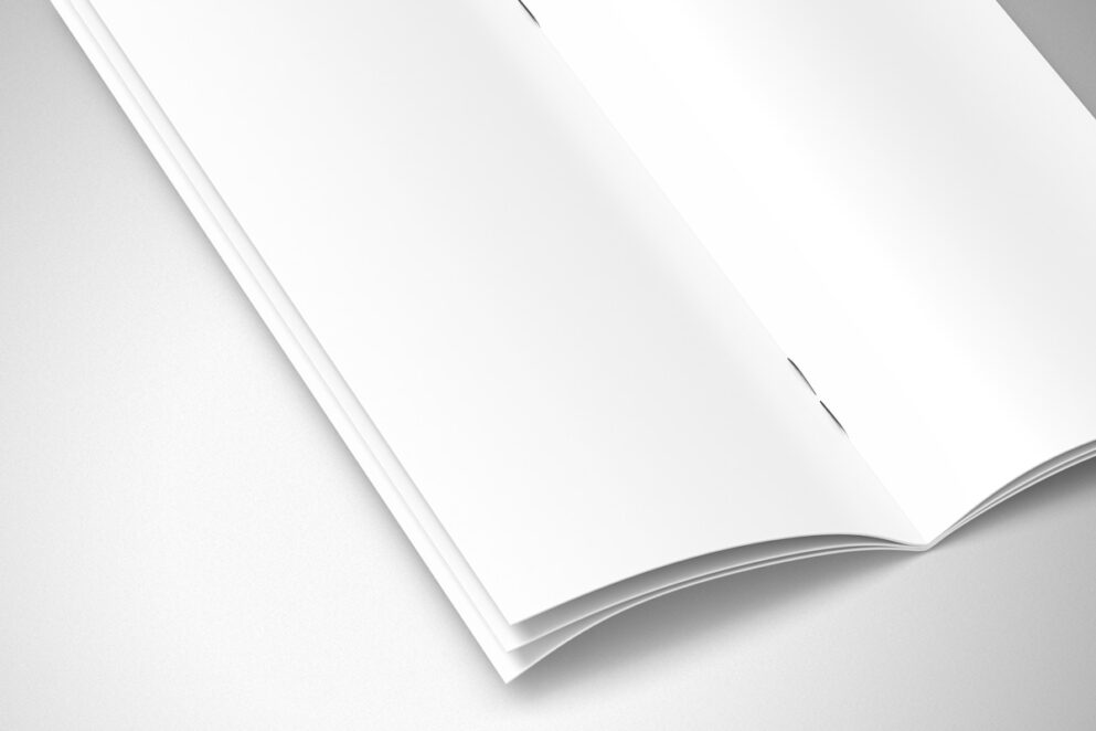 Vertical tri-fold brochure template mockup