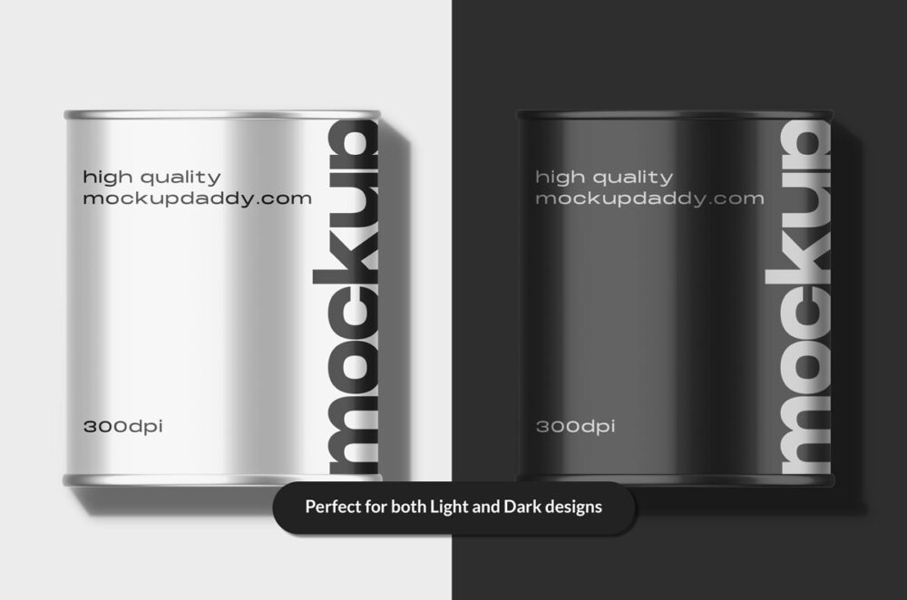 Big food can mockup in black and white color