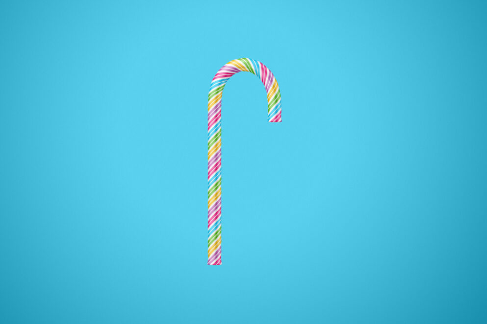 Multicolor color Candy Cane Packaging Mockup on a blue background