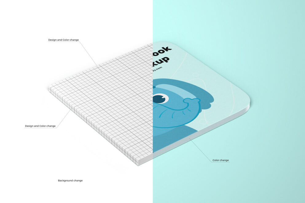 Digital PSD Template for Creative Design, Realistic Kids Book Presentation, Mockup for Artists