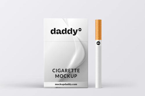 Cigarette with Box Mockup