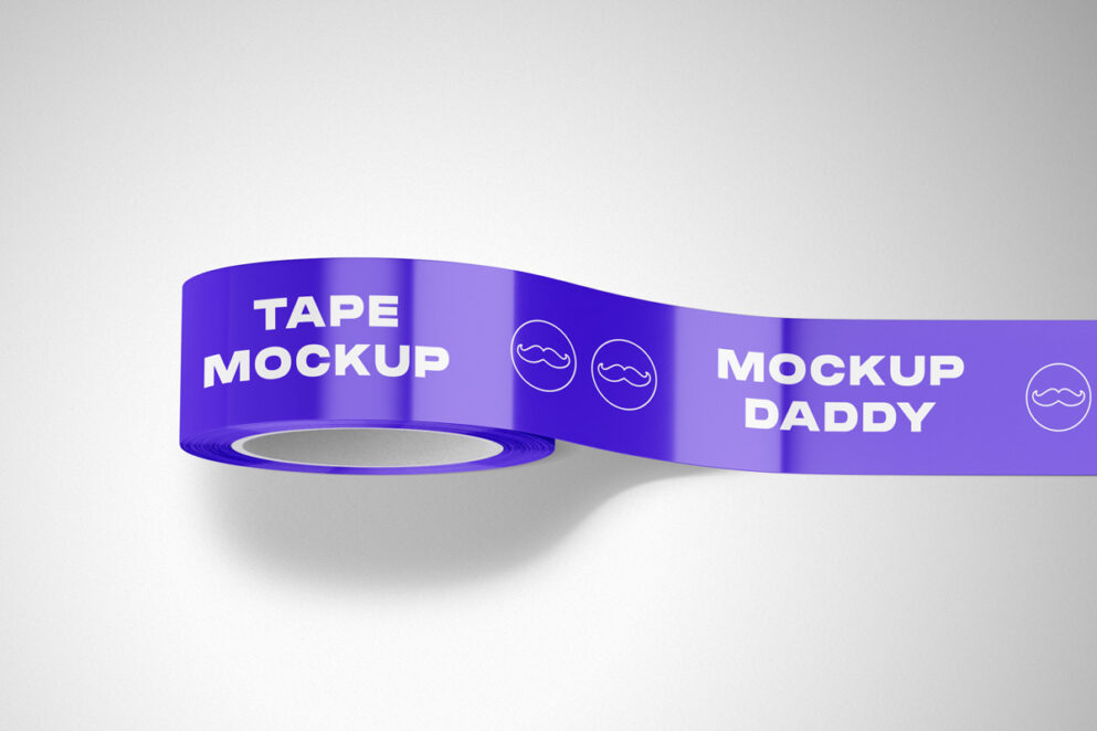 purple duct tape with white text on white background