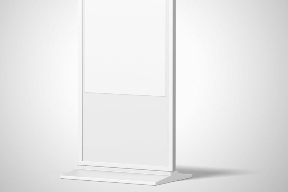 White kiosk mockup on white background