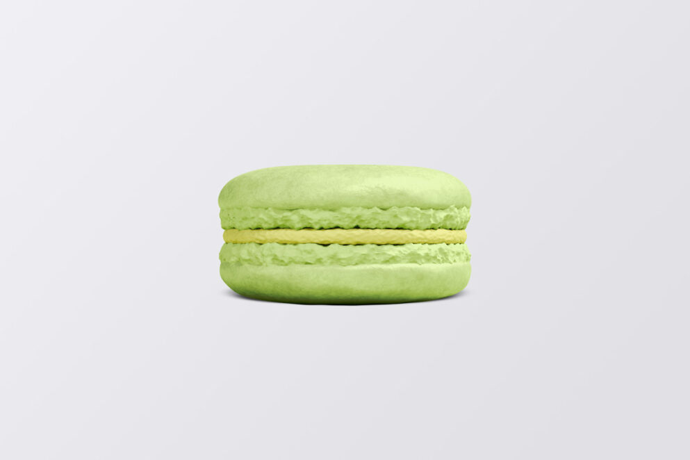Green macaron mockup on a white background

