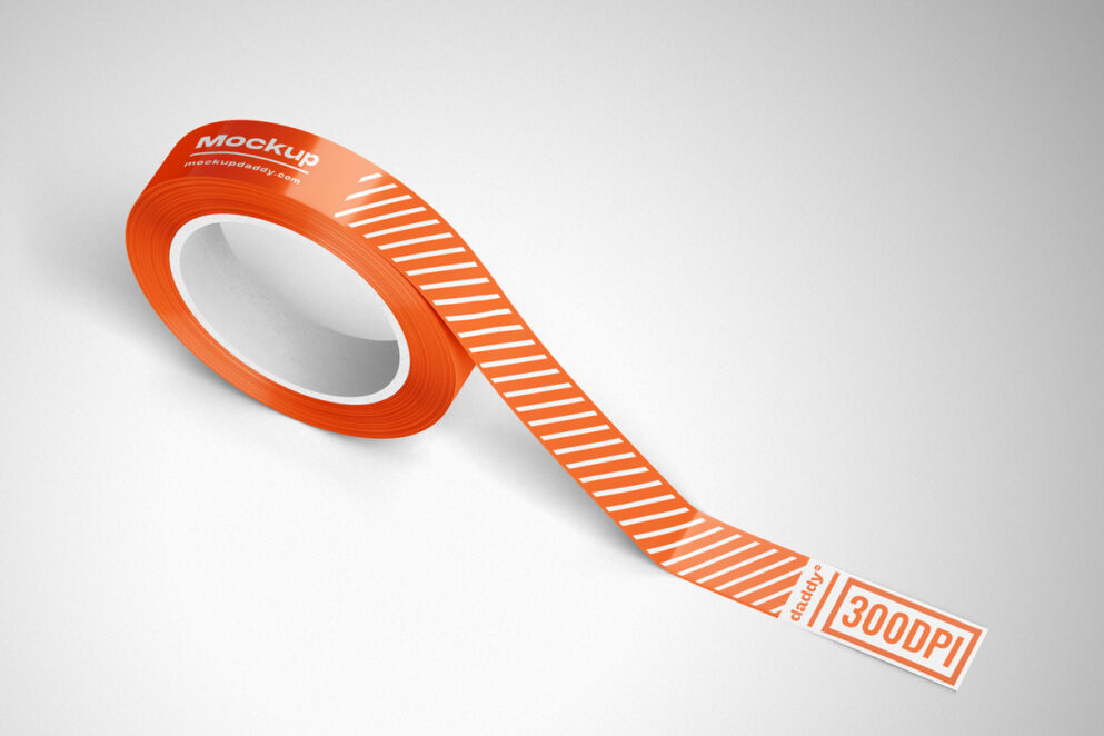 Orange packaging tape dispenser mockup
