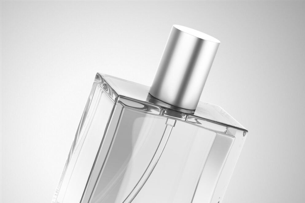 Transparent perfume bottle mockup