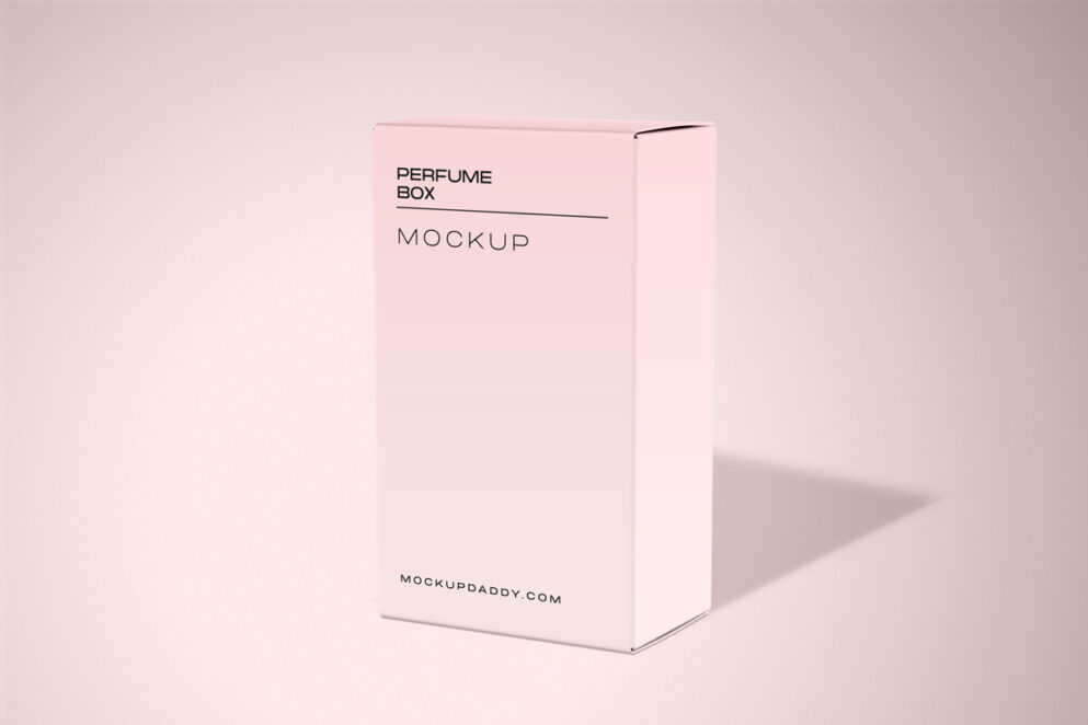 pink perfume packaging box mockup