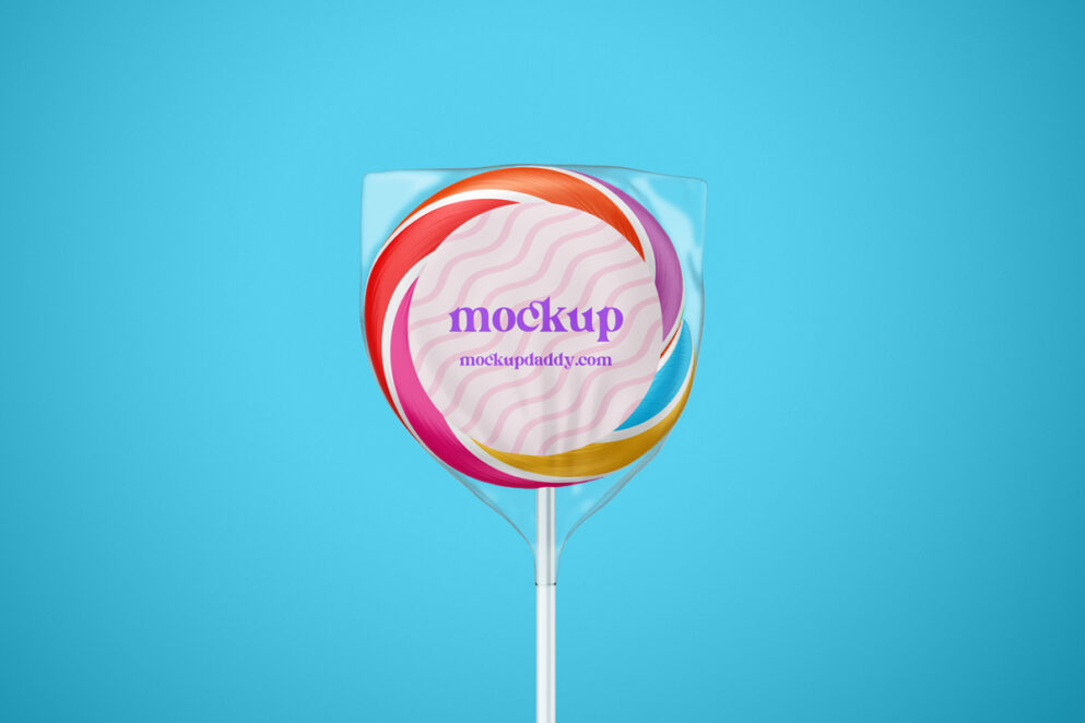 Rainbow lollipop packaging mockup 
