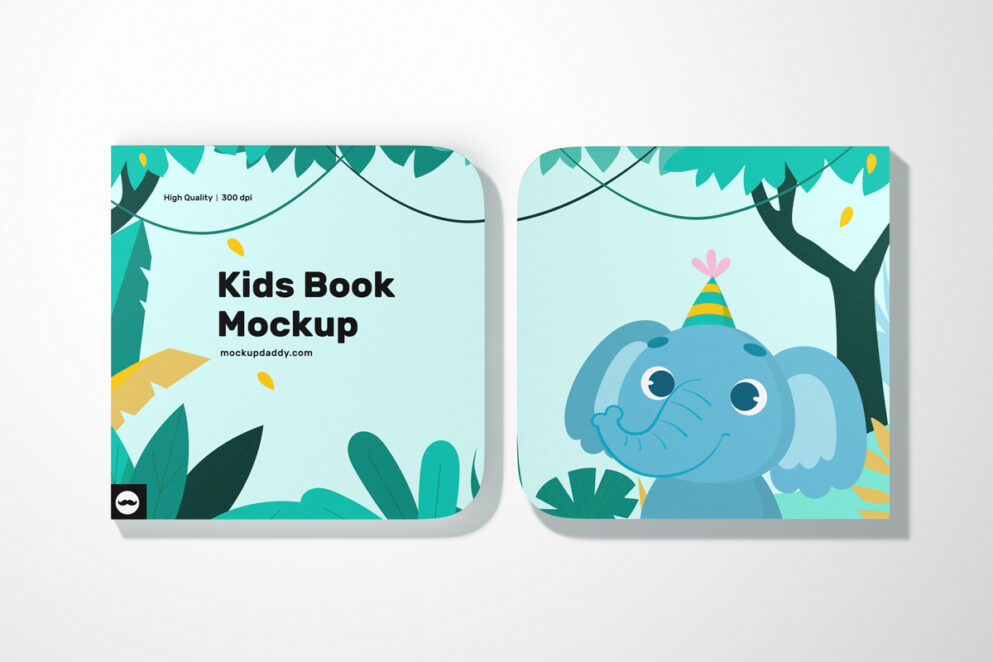 Square Children's Book Mockup Front and Back