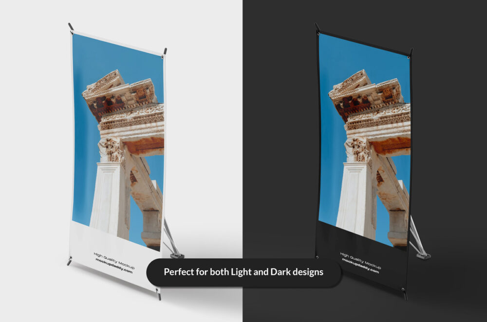 Double-sided standee mockup with customizable graphics
