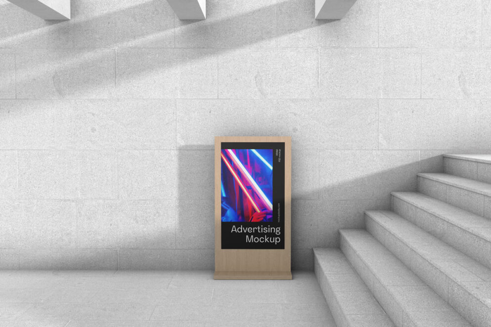 Digital mockup of vertical subway advertisement