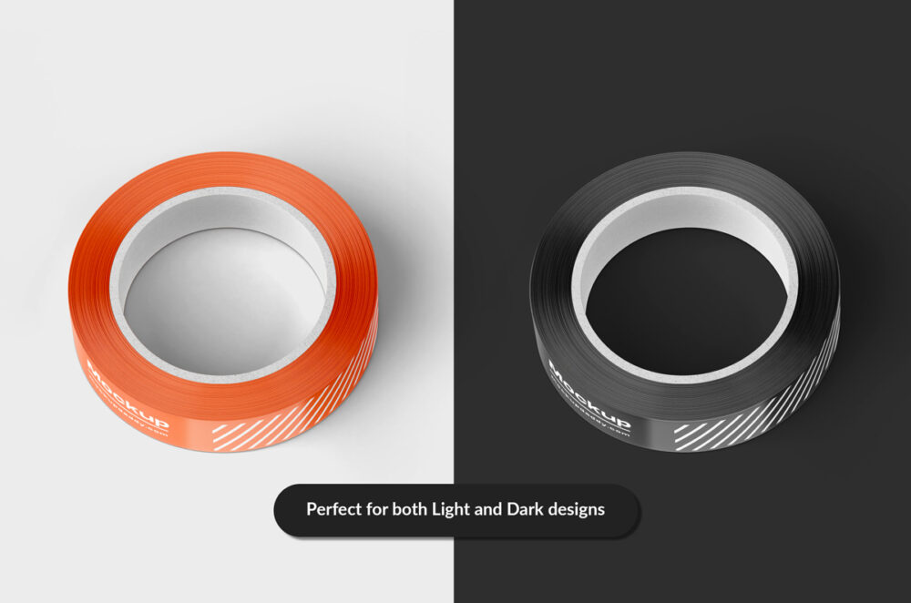 Tape Roll mockup in orange and black color on white background