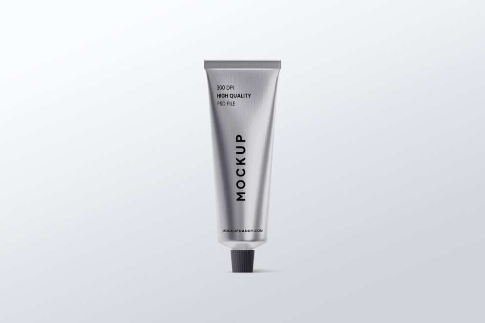 Grey Tube Mockup with black cap on a white background