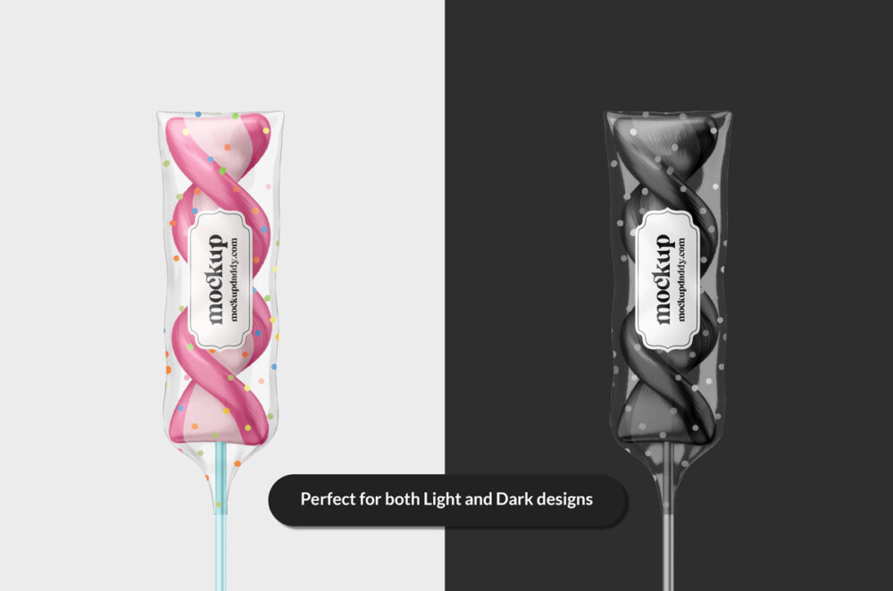 Twisted Lollipop Psd mockup in pink and black color