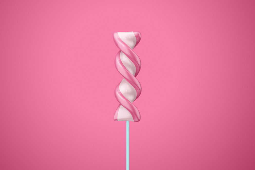 Twisted Lollipop Mockup in pink color on white stick
