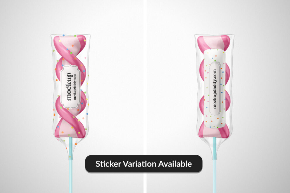 Twisted Marshmallow Lollipop Mockup with two packaging design