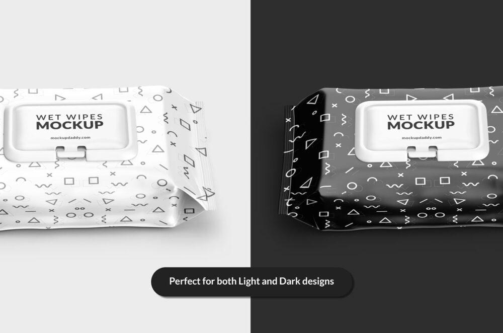 Wet wipes package mockup with black and white design 