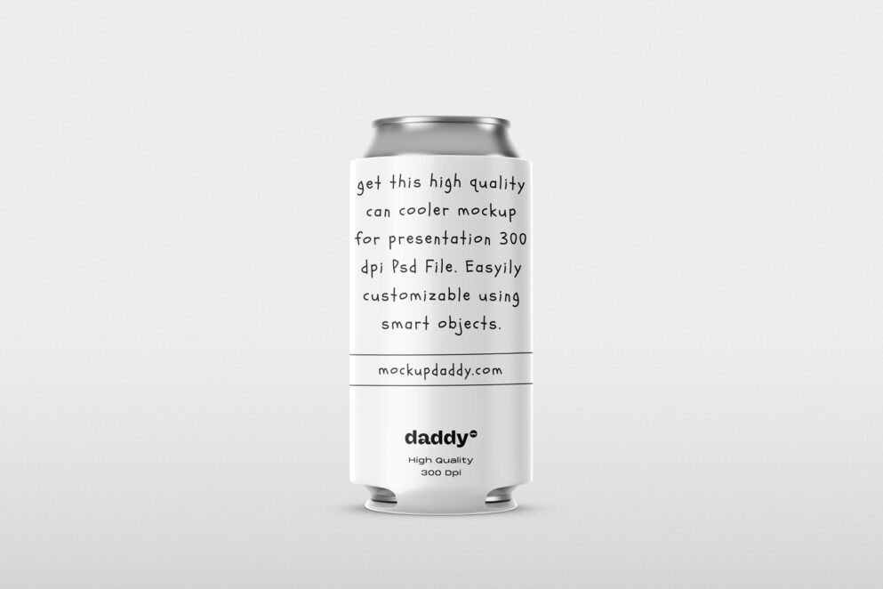 Realistic 16 oz Beer Can Cooler Mockup for Presentations