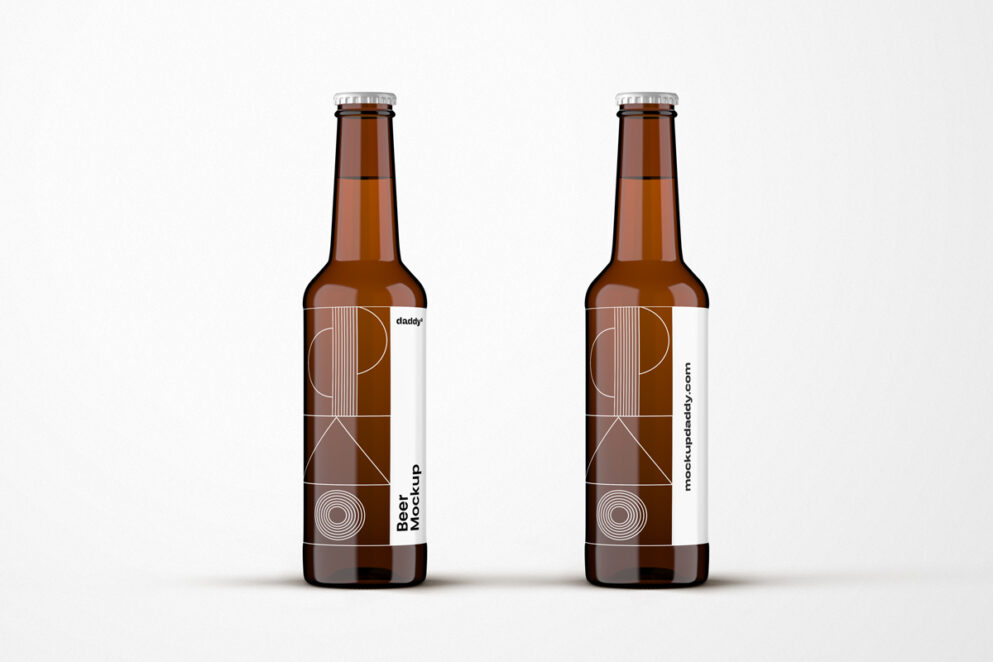Long Neck Beer Bottle Label Mockup