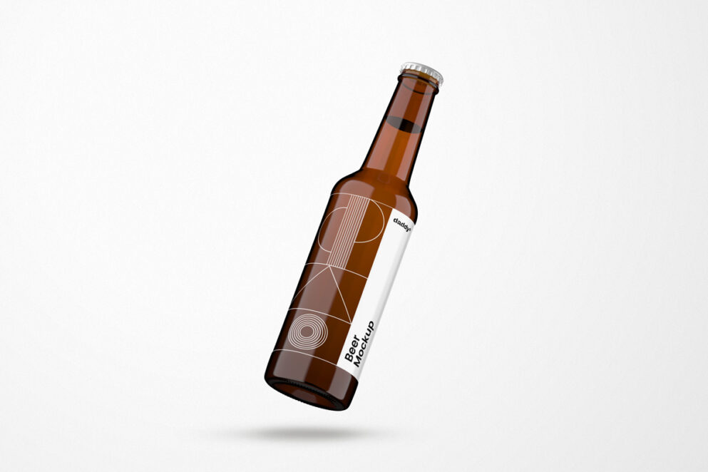Long Neck Floating Beer Bottle Mockup