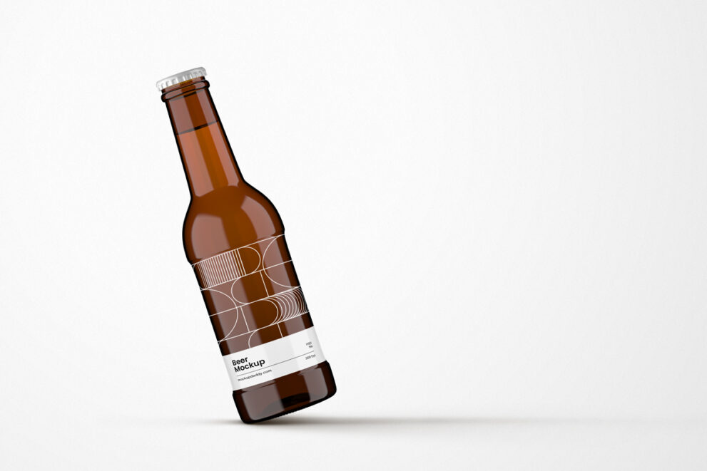 Small Beer Bottle Mockup Free PSD