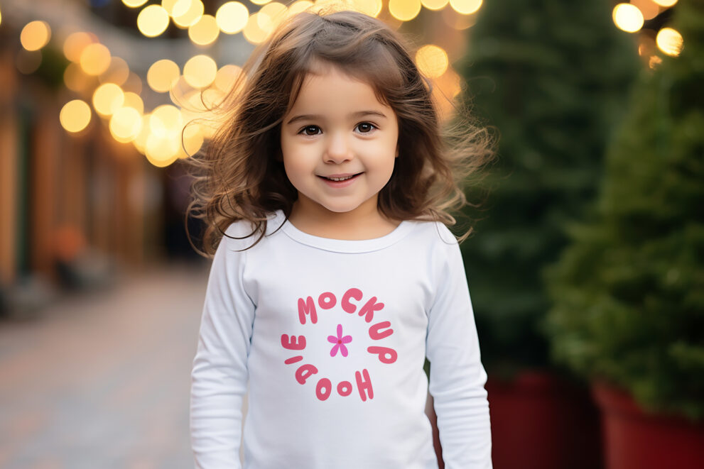 Baby Girl Wearing Christmas TShirt mockup Mockup Daddy