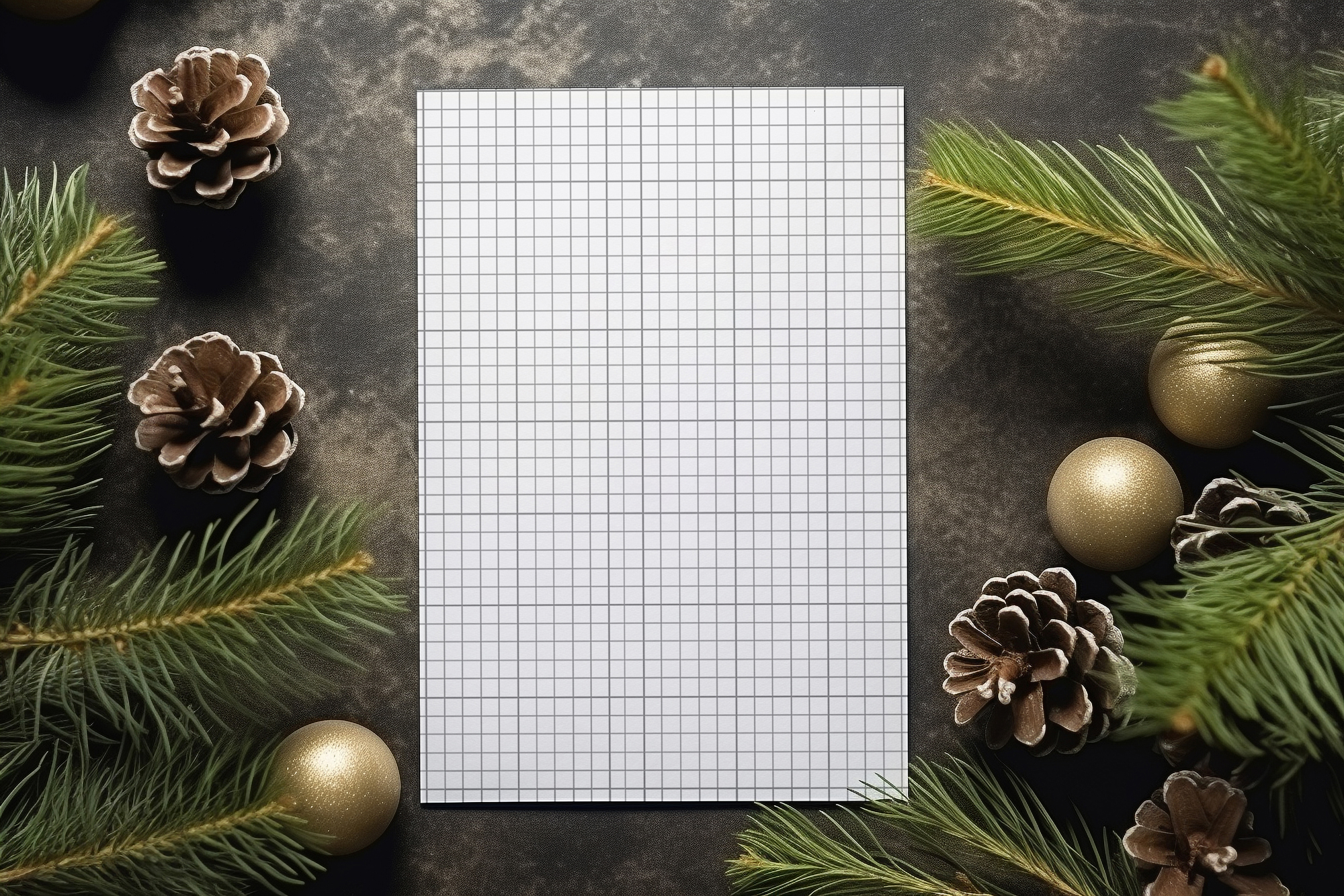 Free Download Christmas Card Mockup with Christmas Decoration
