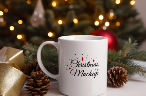 Christmas coffee mug mockup