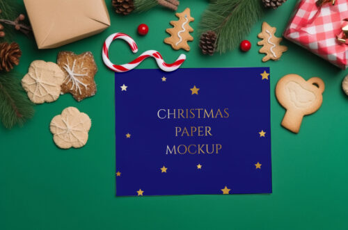 Christmas square paper mockup-