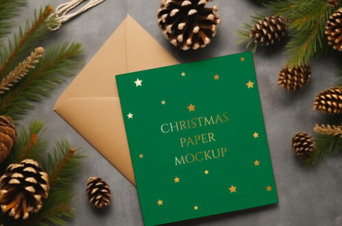 Christmas-square-paper-template-with-envelope-
