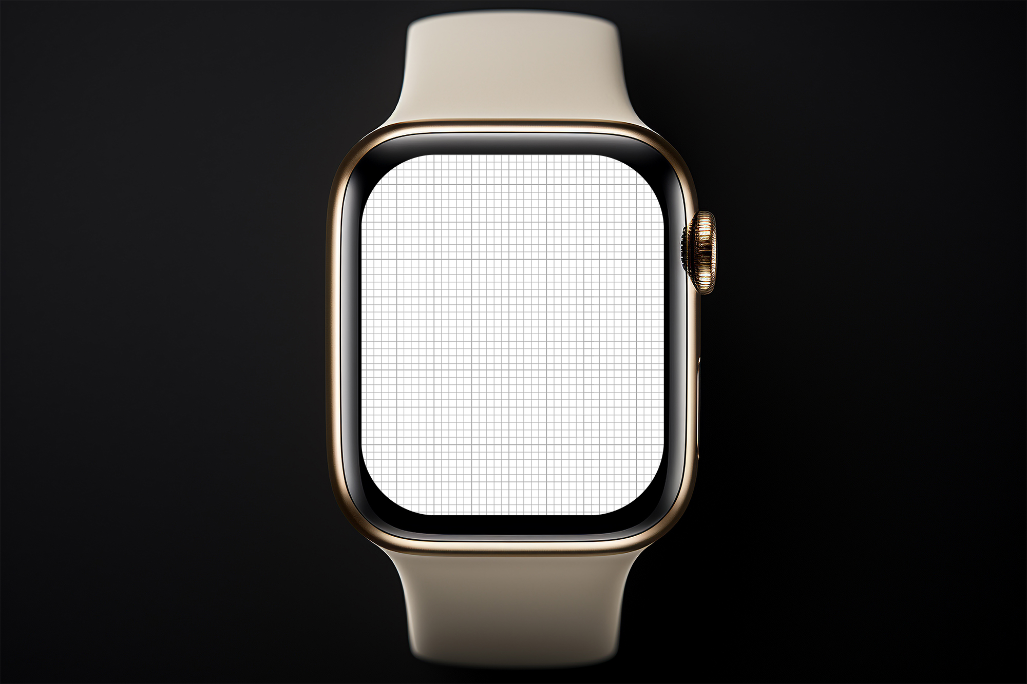 Free Download Close-up smart watch mockup front view grid