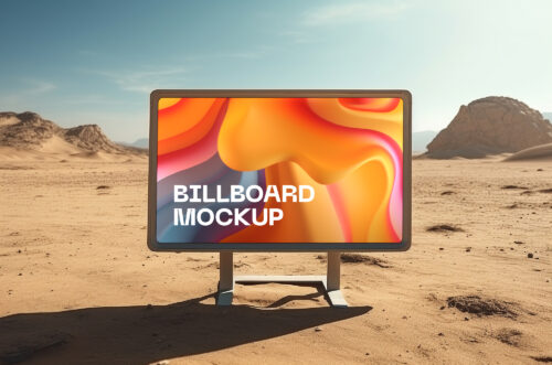 Digital billboard PSD mockup in desert-
