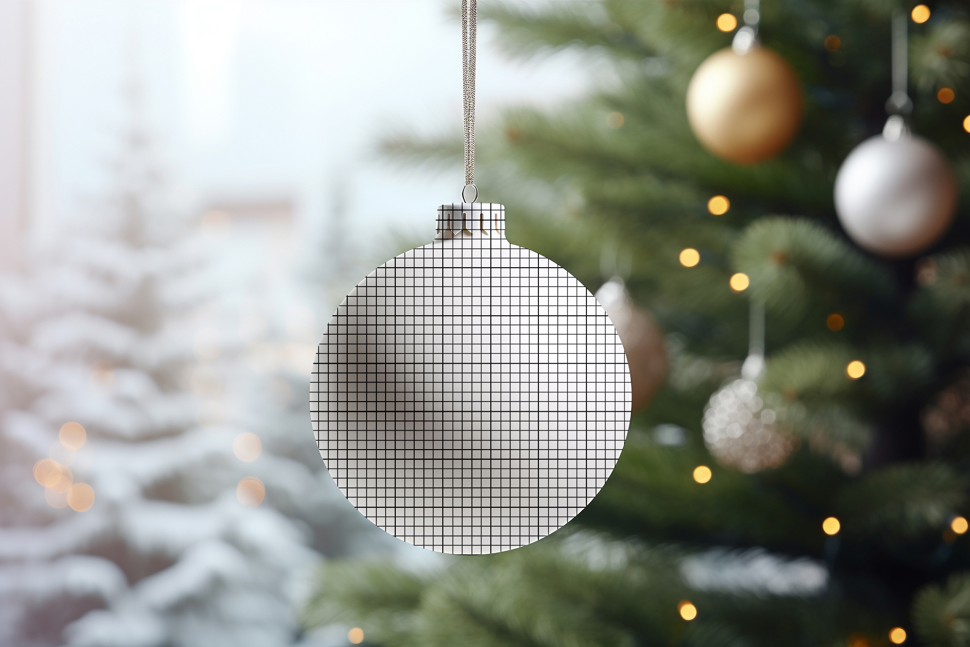 Free Download Christmas Hanging Bauble Ball Mockup grid