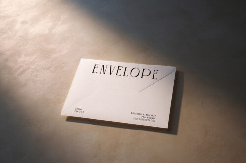 Envelope mockup on floor with shadow