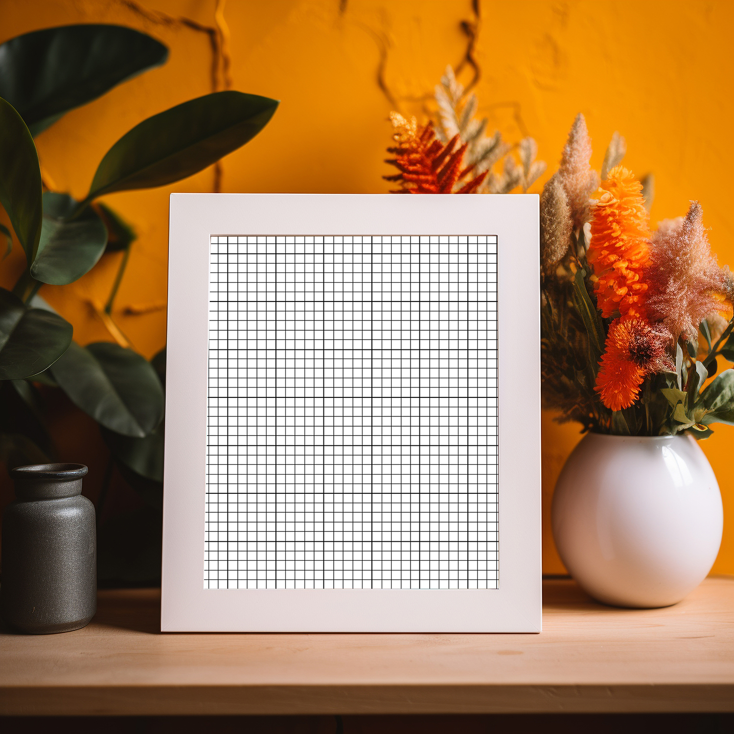 Free Download Frame Mockup Front View with Vase grid