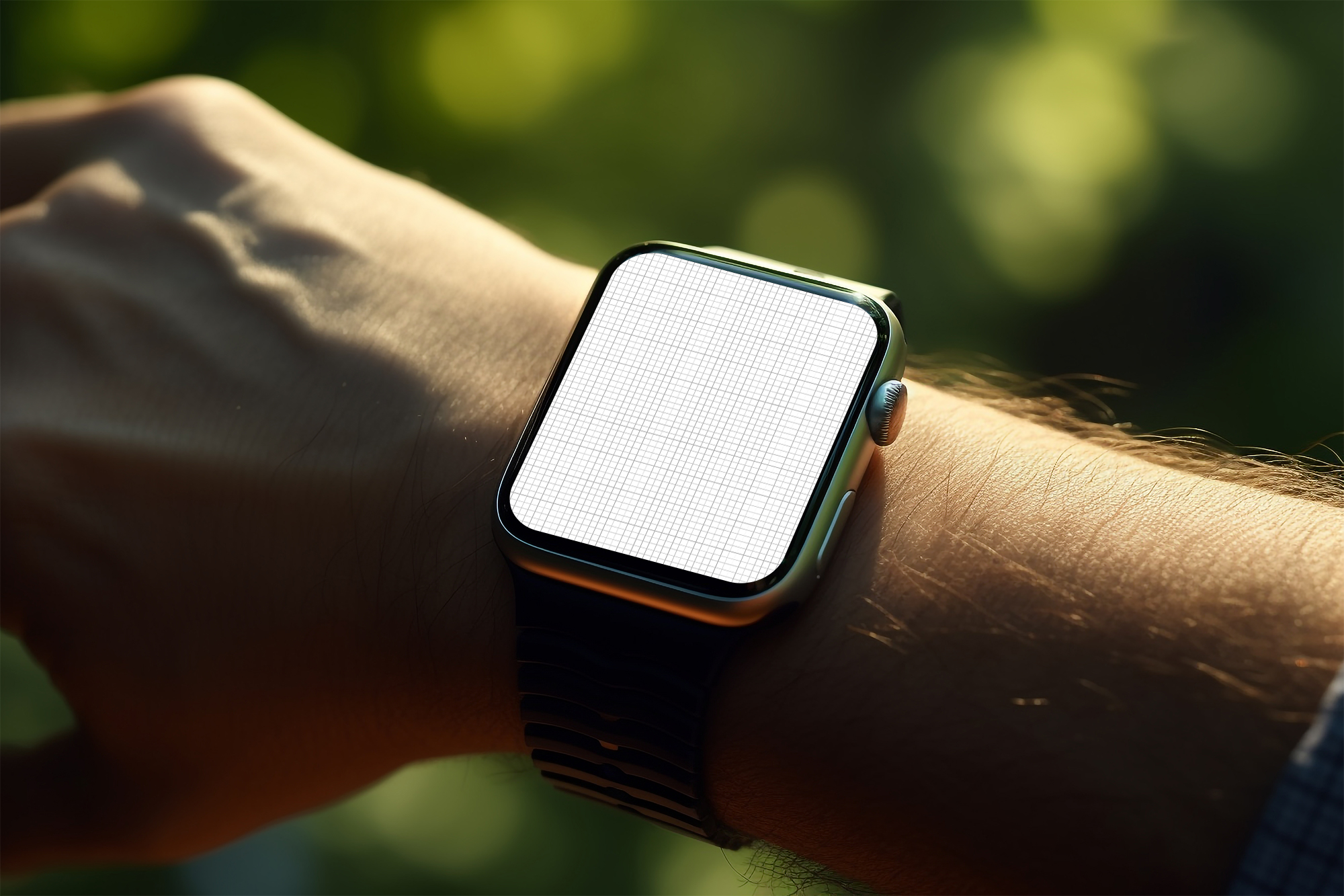 Free Download Hand wearing smart watch grid