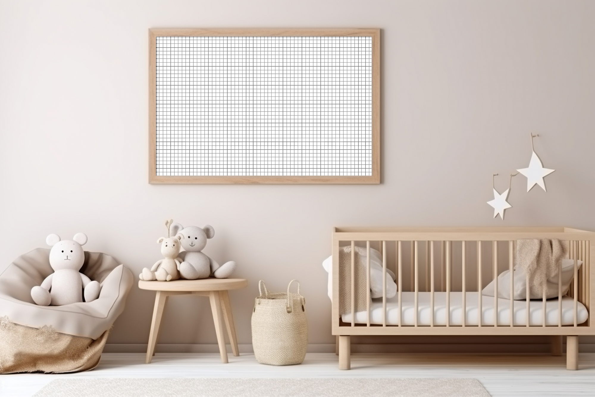 Free Download Horizontal frame mockup in baby room grid
