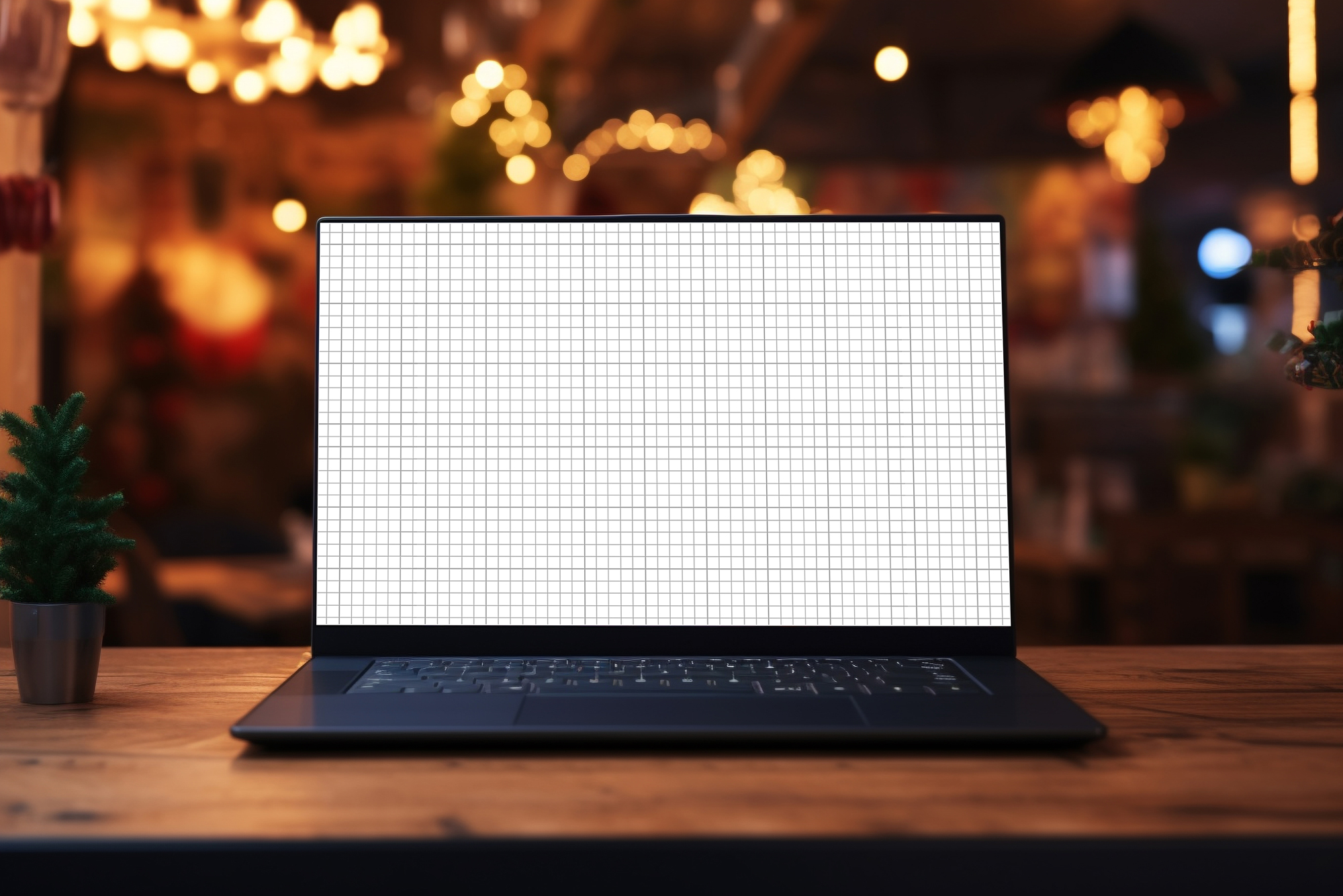 Free Download Laptop Christmas Mockup PSD grid