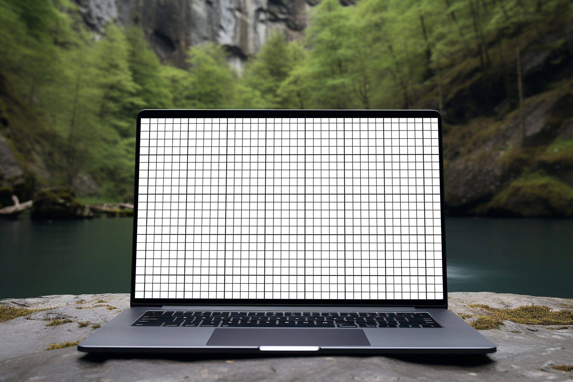 MacBook mockup mockup landscape background grid