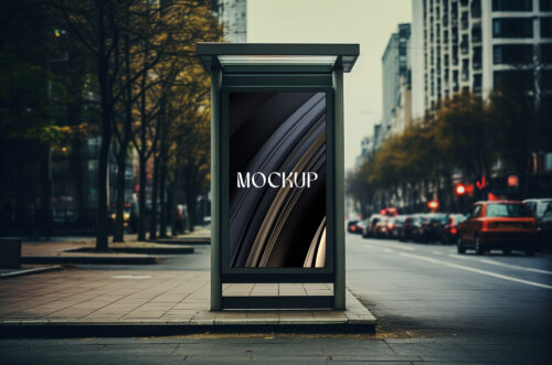Outdoor vertical board mockup with a busy road behind-MD (1) (1)
