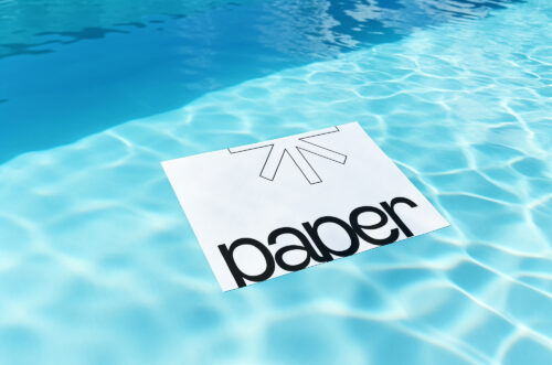 Paper mockup floating on water