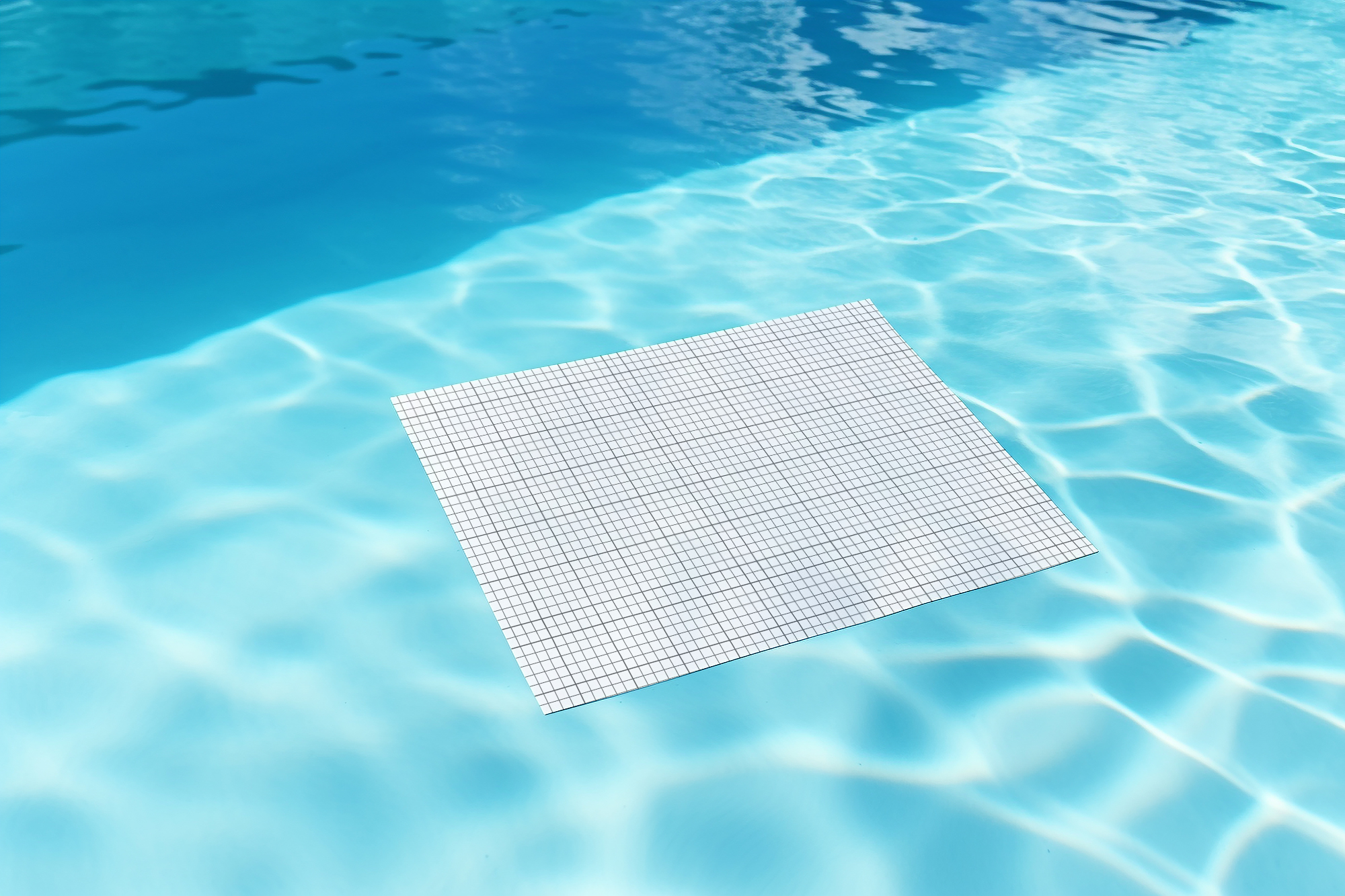 Free Download Paper mockup floating on water grid