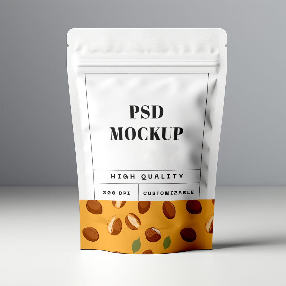 Standing pouch mockup front view-