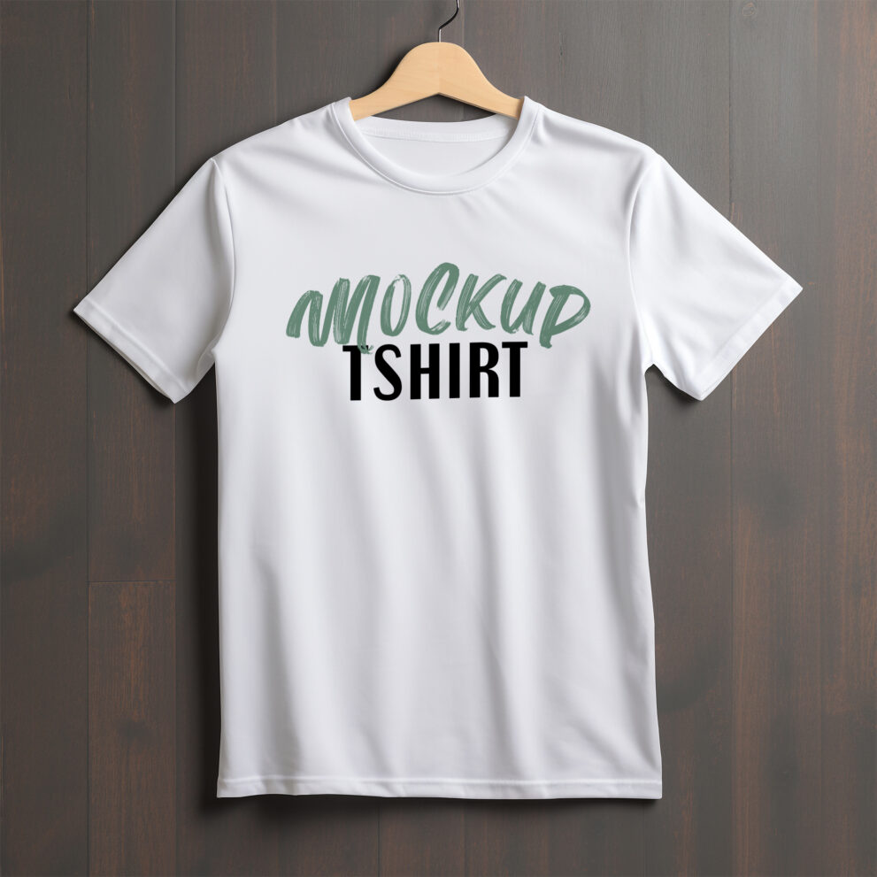 Ultra hd t-shirt mockup with wooden background
