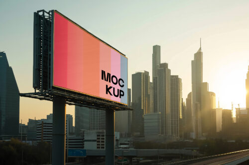 Advertisement billboard mockup on the sunlight-